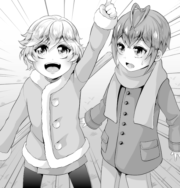 深夜の進捗晒しですが描きおろしもう1本はショタのリドエペ漫画…なんですがデフォルトがちっちゃい子なのでショタ化の真価がわかりにくいですね…
🍎のはスカートじゃなくてキュロット的なもののつもりで描いている(幼児っぽい 