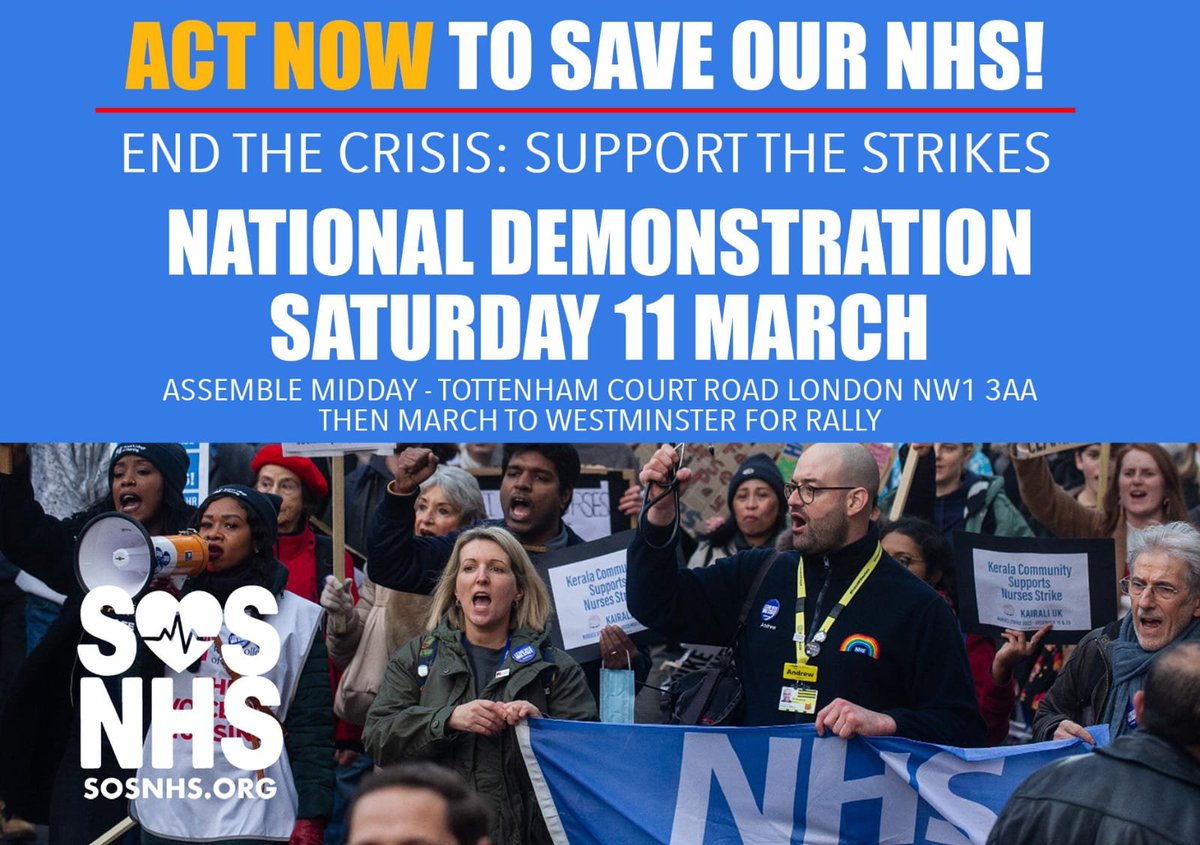 The Tories have created the worst NHS crisis ever.

This Saturday, be part of the fightback. Join the #SOSNHS national demo and the fight for:

✅ Emergency funding to tackle the NHS crisis

✅ A fully publicly owned NHS

✅ A proper pay rise for all NHS staff

#SOSNHSDEMO