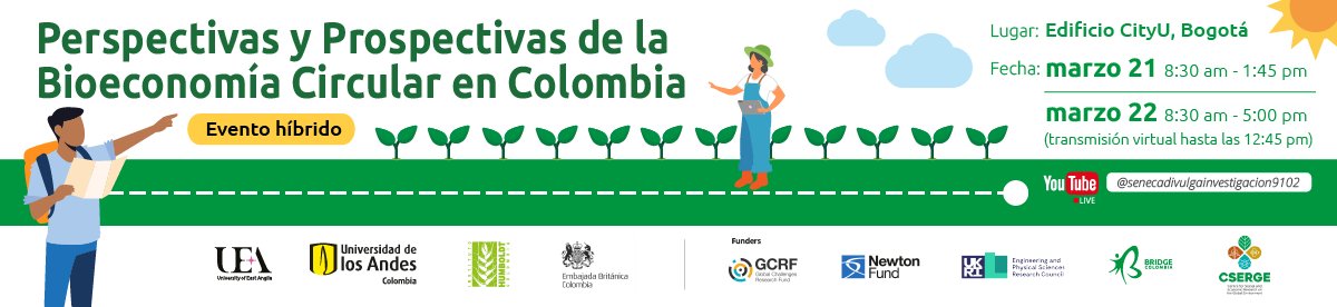 Si quieres saber más sobre la Bioeconomía circular en Colombia, no te pierdan este evento. Marzo 21 y 22. Registro 👉evento.uniandes.edu.co/es/bioeconomia… @Uniandes @uniofeastanglia @inst_humboldt @UKinColombia @ScienceisGlobal #Bioeconomia
