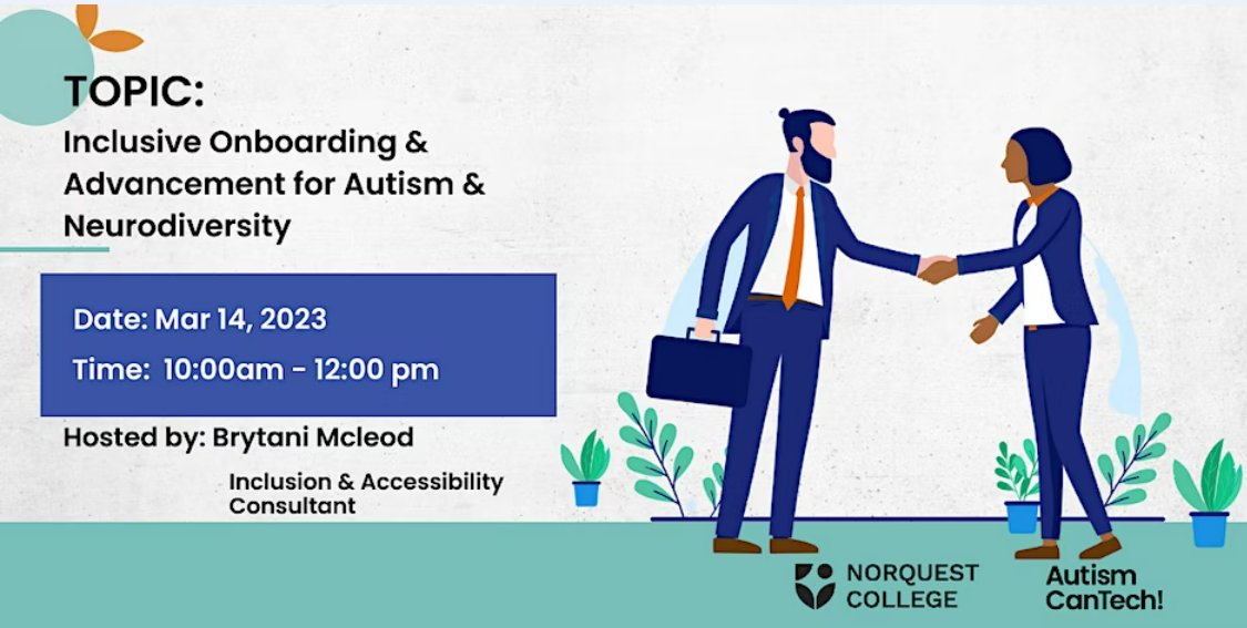 AutismCanTech's tweet image. Learn to reduce employee turnover, optimize #accessibility & implement #inclusive practices in this next FREE workshop! Register @
eventbrite.ca/e/inclusive-on… #inclusiontraining #neurodiversity #autism #workshop #autismcantech