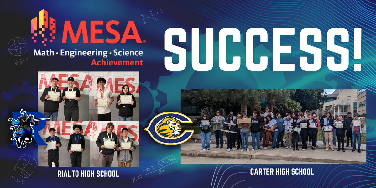 📚📏⚗️🔢 These Lions &amp; Knights have ingenuity, smarts and a competitive drive!  Carter &amp; Rialto HS students excelled at the recent MESA Day Competition at <a href="/UCRiverside/">UC Riverside</a>.

Read all about it in the Rialto Record! Thank you for covering our students' success! tinyurl.com/mryehpfs