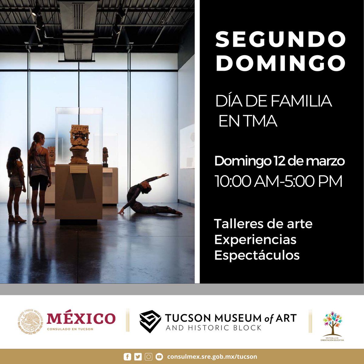Consulmex Tucson (@consulmextuc) on Twitter photo Este domingo 12 de marzo disfruta de las exposiciones de arte mexicano 🇲🇽 y actividades culturales que tiene para ti el <a href="/TucsonMuseumArt/">Tucson Museum of Art</a> 🎨 en el #SegundoDomingo del mes.
⏳10 a.m.–5 p.m. (Tucson)
Entrada Libre.
Más 👉 bit.ly/3ZDPvFe Este domingo 12 de marzo disfruta de las exposiciones de arte mexicano 🇲🇽 y actividades culturales que tiene para ti el <a href="/TucsonMuseumArt/">Tucson Museum of Art</a> 🎨 en el #SegundoDomingo del mes.
⏳10 a.m.–5 p.m. (Tucson)
Entrada Libre.
Más 👉 bit.ly/3ZDPvFe
