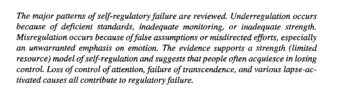 SusanneTrimbath's tweet image. Baumeister, R. &amp;amp; T. Heatherton. 1996. “Self-Regulation Failure: An Overview.” Psychological Inquiry 7 (1).
#SROs are run by humans who fail at self-regulation. &quot;...it has long been recognized that people can build self-regulatory strength &amp;amp; also fail to develop the capacity.&quot;