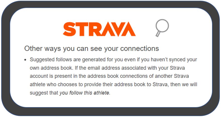 #OSINT This feature could be easily misused by malicious users. It's possible to register a @Strava account using a target e-mail without beeing the owner of the e-mail. This will disclose a list of people, which have the target-mail in their addressbook
support.strava.com/hc/en-us/artic…