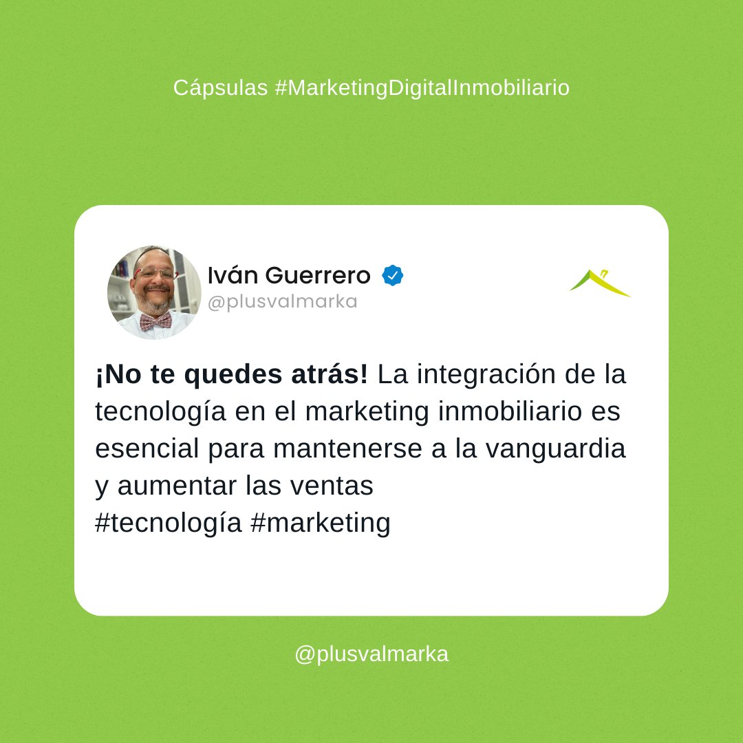 Plusvalmarka's tweet image. Si tu agente te dice “yo no soy tan tecnológico” HUYE!!! Tecnología y Marketing siempre andan juntos donde hay RESULTADOS.
#Ventas #Marketing #BienesRaices #Tecnología #Automatización