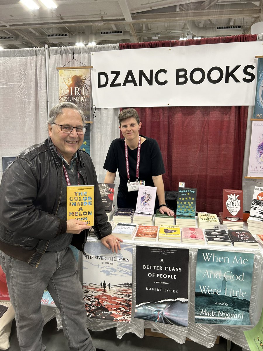 Awards are rarely so richly deserved: last night, at the kickoff to #AWP23, lovely @dzancbooks, run by sharp, smart editor @m_dotter, took the prize as Best Small Publisher.