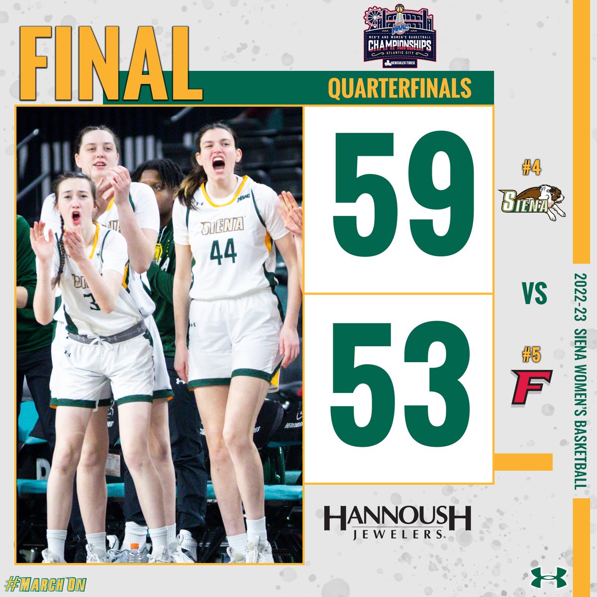 Siena Women’s Basketball (@siena_wbb) on Twitter photo DOWN GO THE DEFENDING CHAMPS‼️
MARCHING ON TO THE <a href="/MAACHoops/">#MAACHoops</a> SEMIFINALS FOR THE FIRST TIME SINCE 2⃣0⃣1⃣8⃣❗️
#MarchOn DOWN GO THE DEFENDING CHAMPS‼️
MARCHING ON TO THE <a href="/MAACHoops/">#MAACHoops</a> SEMIFINALS FOR THE FIRST TIME SINCE 2⃣0⃣1⃣8⃣❗️
#MarchOn