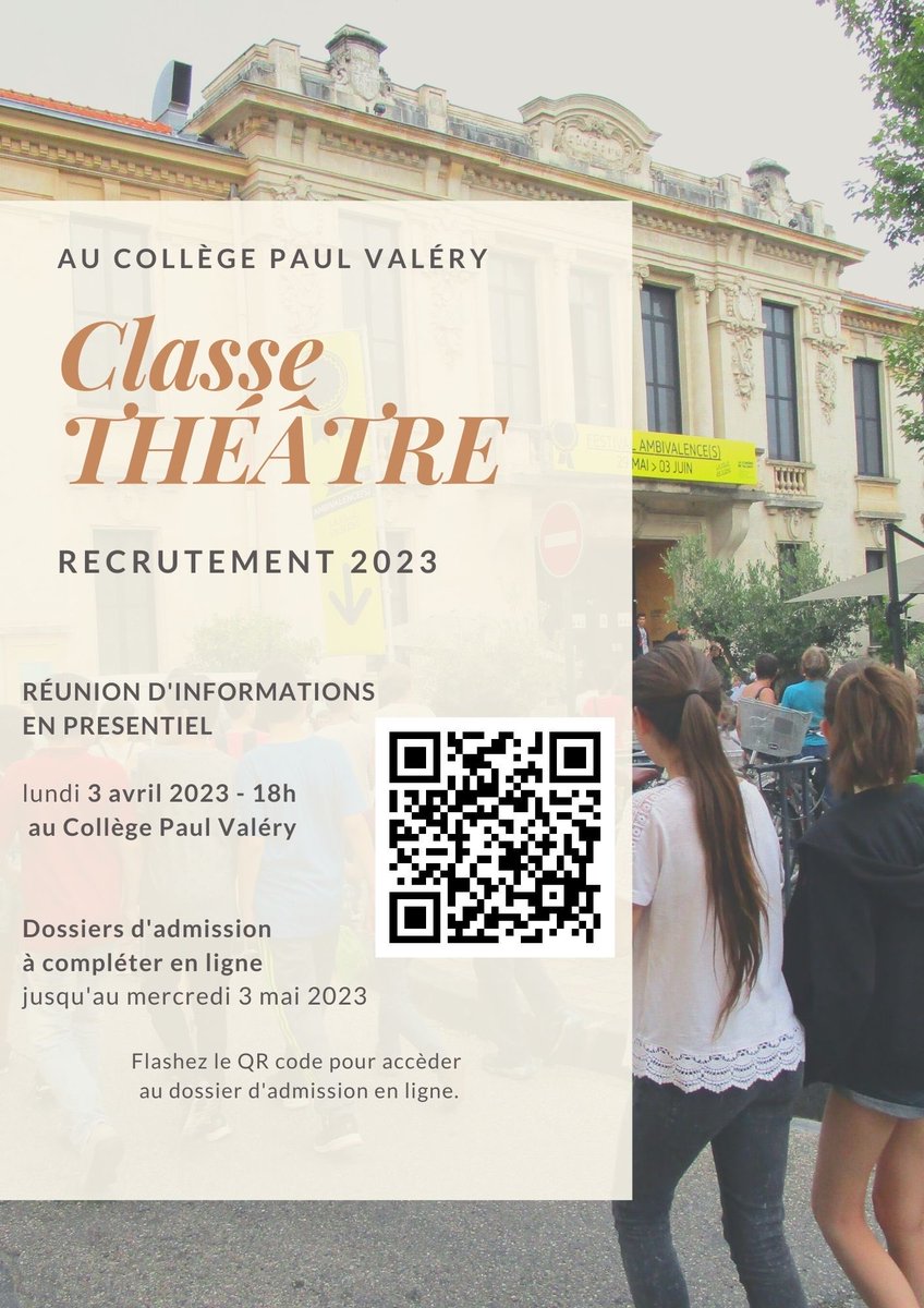 Recrutement classe théâtre, c’est parti. Toutes les infos ci-dessus.