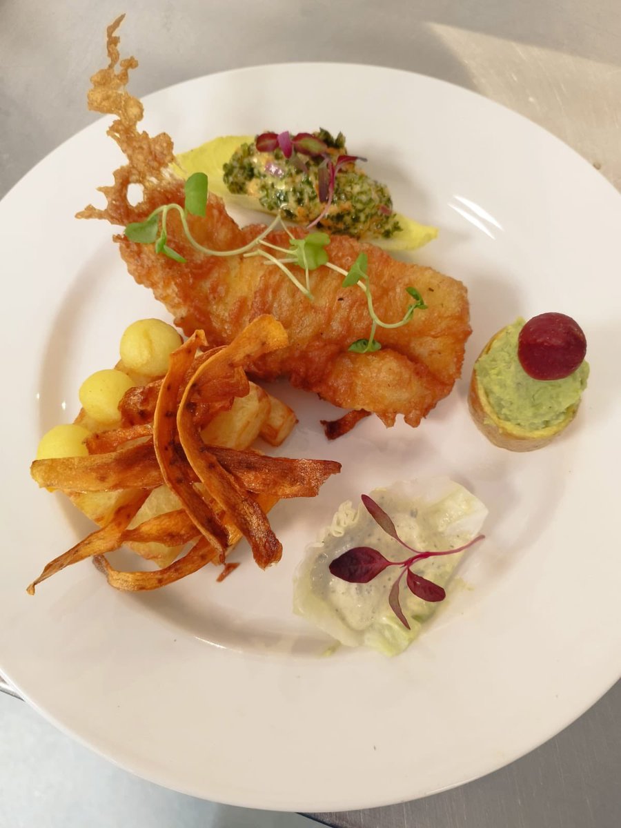 Congratulations to our chef, Grzegorz, to achieve a Merit award at this year’s Scottish Culinary Championships, kindly sponsored by @SoilAssocScot at @ScotHot2023. This was his take on a simple plate of fish and chips. #GreatFood