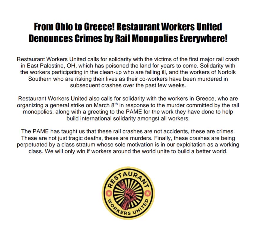 Restaurant Workers United RWU On Twitter Nationalize The Railroads 