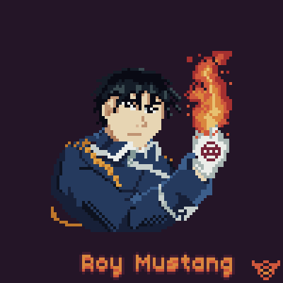 TwitchSteel's tweet image. How about some Roy Mustang #FullmetalAlchemist  #SideCharacter. #pixel_dailies @Pixel_Dailies
