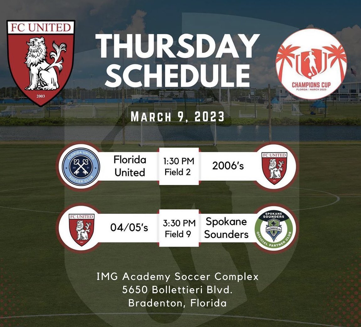 CHAMPIONS CUP DAY 1!! 🔥 looking forward to a competitive match @ 3:30 Field 9!! #LTG #FCU #girlsacademyleague