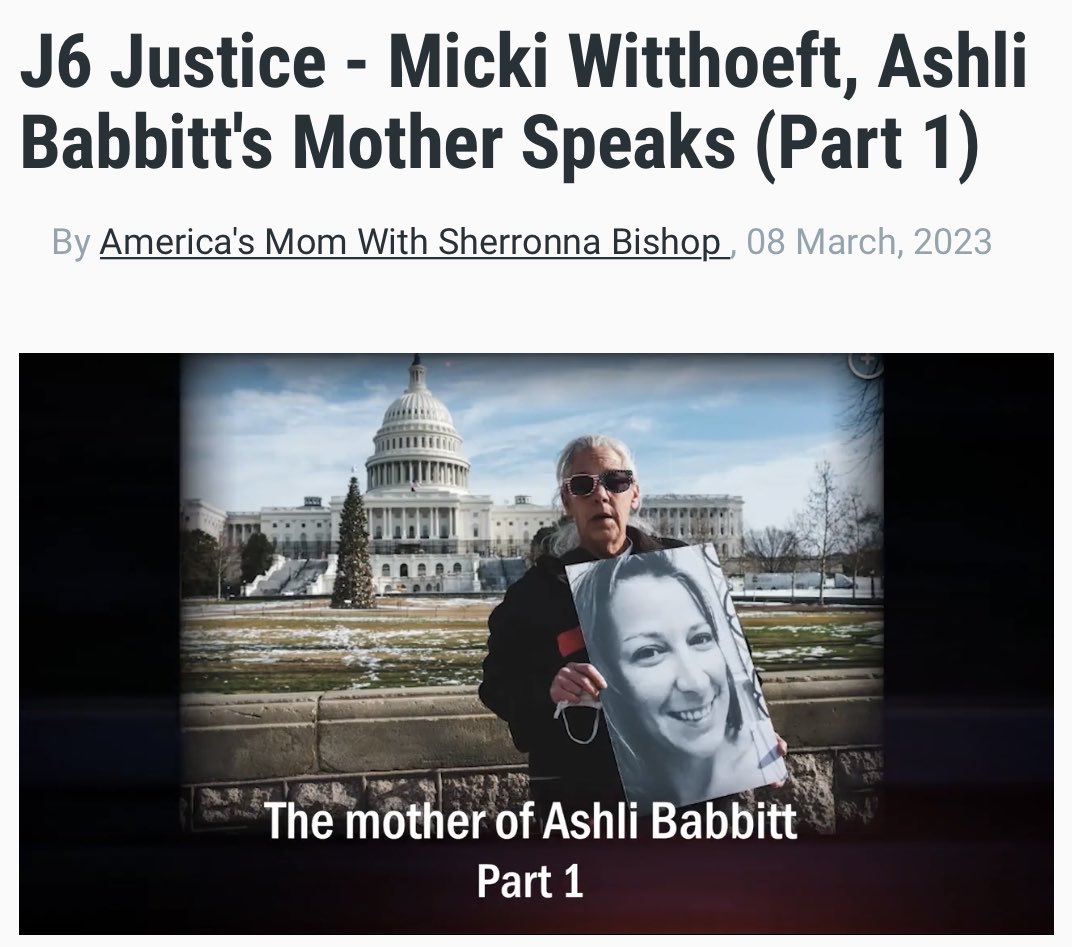 MUST SEE💔PLEASE SHARE

#J6🇺🇸
#AshliBabbitt✔️
#RosanneBoyland✔️
#KevinGreeson✔️
#BenjaminPhillips✔️
#PatriotsDIED✔️
#PoliticalPrisoners✔️
#JusticeForThemAll✔️
#ThisIsAmerica‼️

LINK HERE: frankspeech.com/video/j6-justi…