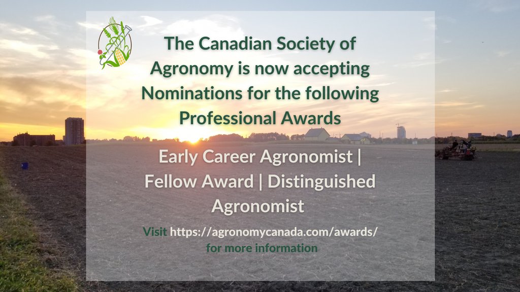 The CSA Professional Awards are now accepting nominations. Please consider nominating a deserving colleague for one of the following professional awards:

- Early Career Agronomist
- Fellow Award
- Distinguished Agronomist

Visit bit.ly/3L39FE0 for more info