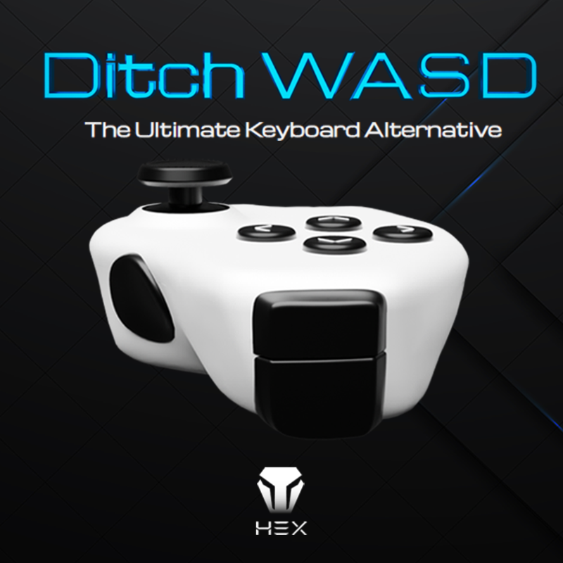 EvoGameware's tweet photo. Want to game on PC, but hate the keyboard? Use a Left Hand Controller instead and enjoy the best of both worlds: mouse aim and controller movement. #DitchWASD.