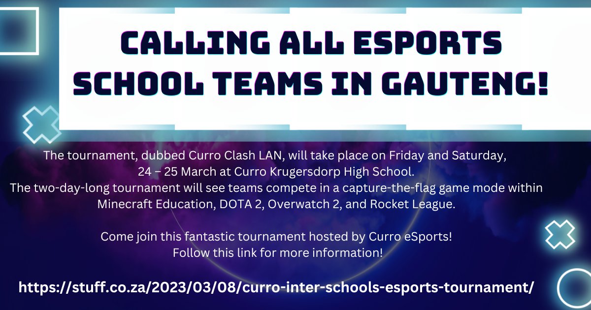 Does your school have an esports team? All Gauteng Schools welcome to join this tournament! Check out this article for more information!
bizcommunity.com/Article/196/65…