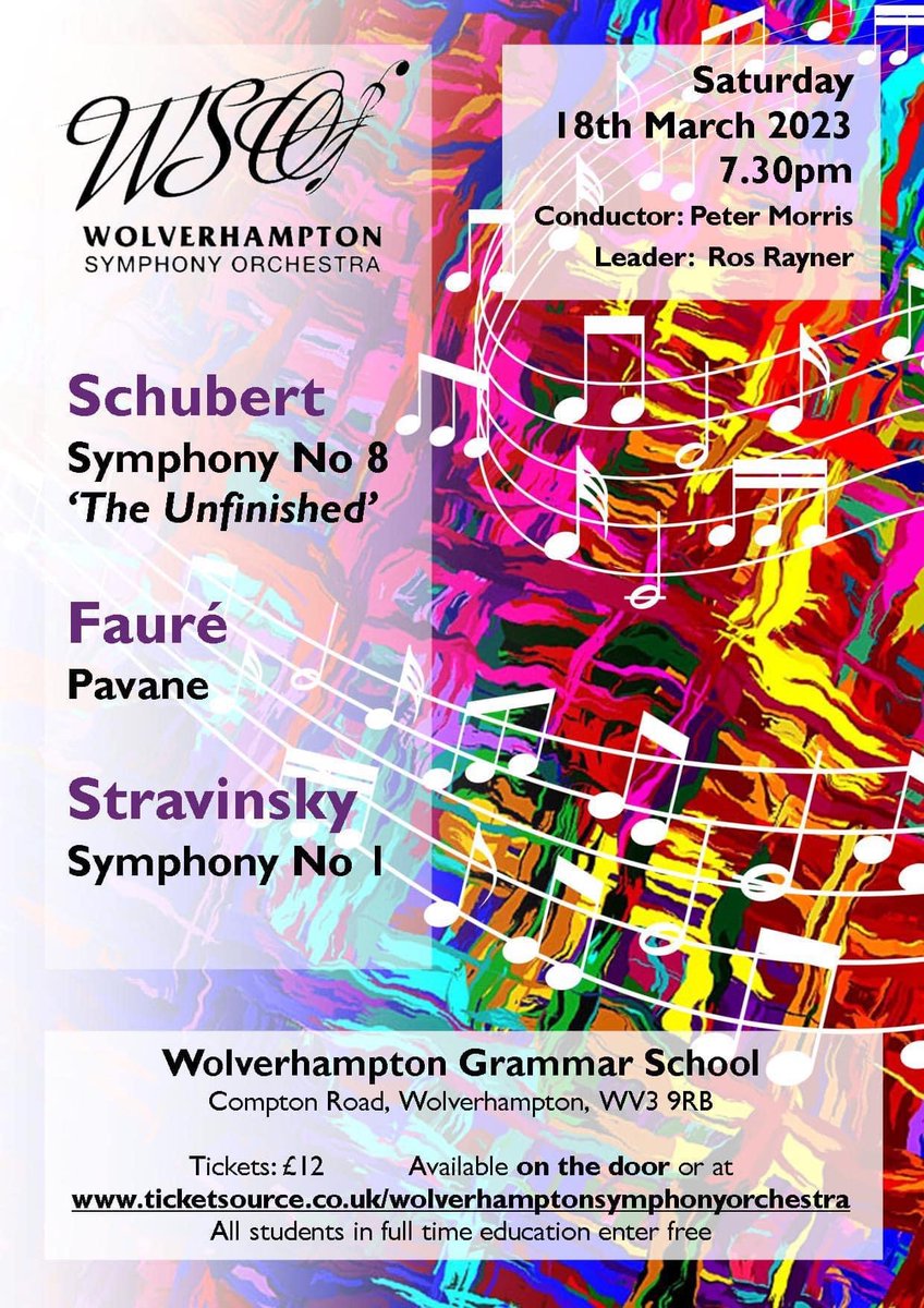 It’s just over a week until our Spring(?!) concert at Wolverhampton Grammar School. Book your tickets at ticketsource.co.uk/wolverhamptons…
