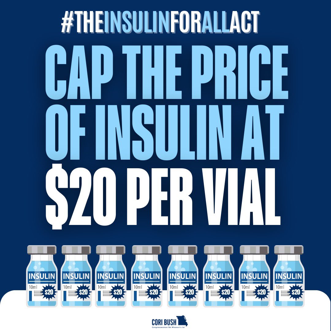 Congresswoman Cori Bush (Archived) (@repcori) on Twitter photo As a nurse, I watched my patients become unhoused, ration their food & die because they couldn't afford the insulin they needed to live.
<a href="/SenSanders/">Sen. Bernie Sanders</a> & I are introducing the #InsulinforAllAct to cap insulin prices at $20 & stop Big Pharma from price-gouging life-saving medicine. As a nurse, I watched my patients become unhoused, ration their food & die because they couldn't afford the insulin they needed to live.
<a href="/SenSanders/">Sen. Bernie Sanders</a> & I are introducing the #InsulinforAllAct to cap insulin prices at $20 & stop Big Pharma from price-gouging life-saving medicine.