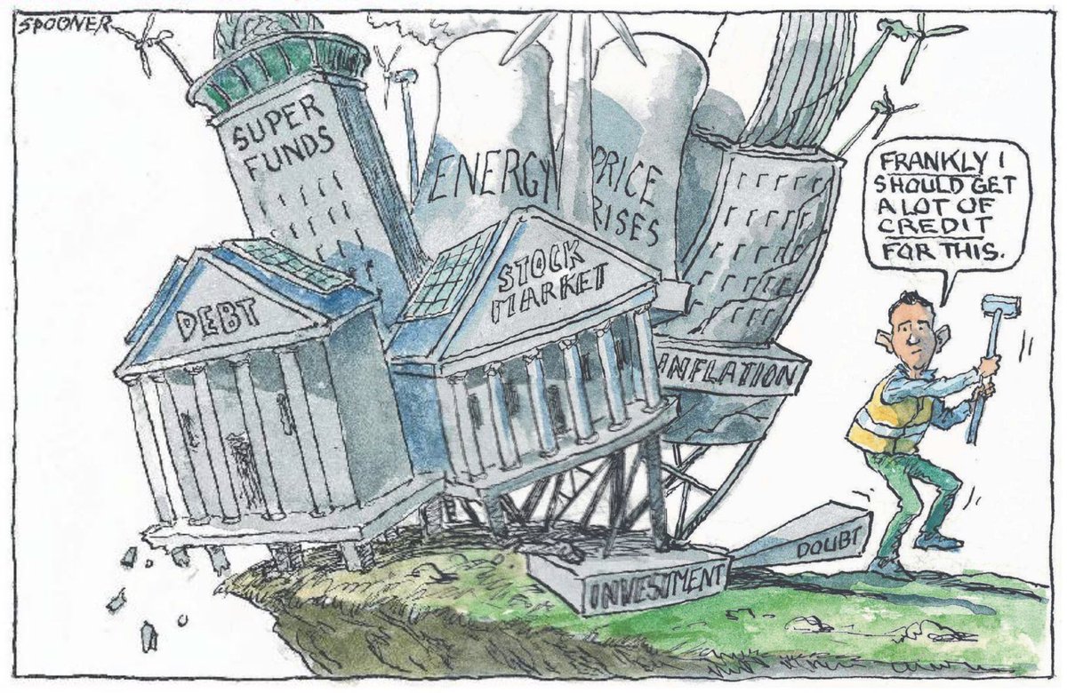 Gato188's tweet photo. #DimJimChalmers continues his efforts as a star of the Albo Labor clown show to make #Jimonomics an even worse destroyer of the Australian economy than #Swannynomics. #MoronsInCharge #ThisIsLabor #LaborsMess
(#JohnSpooner editorial cartoon #TheAustralian 10/3/2023.) https://t.co/5VwODSll9G