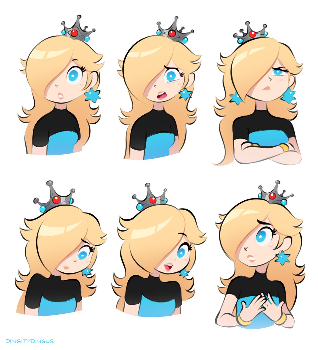 rosalina 1girl crown blonde hair jewelry earrings blue eyes hair over one eye  illustration images