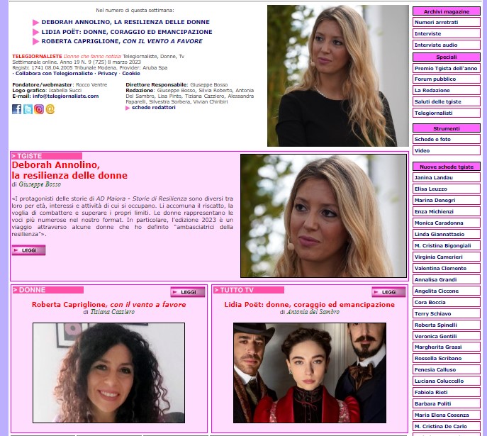 Online il numero 725 di #Telegiornaliste #donnechefannonotizia. In copertina: #DeborahAnnolino #RobertaCapriglione #LaleggediLidiaPoet telegiornaliste.com