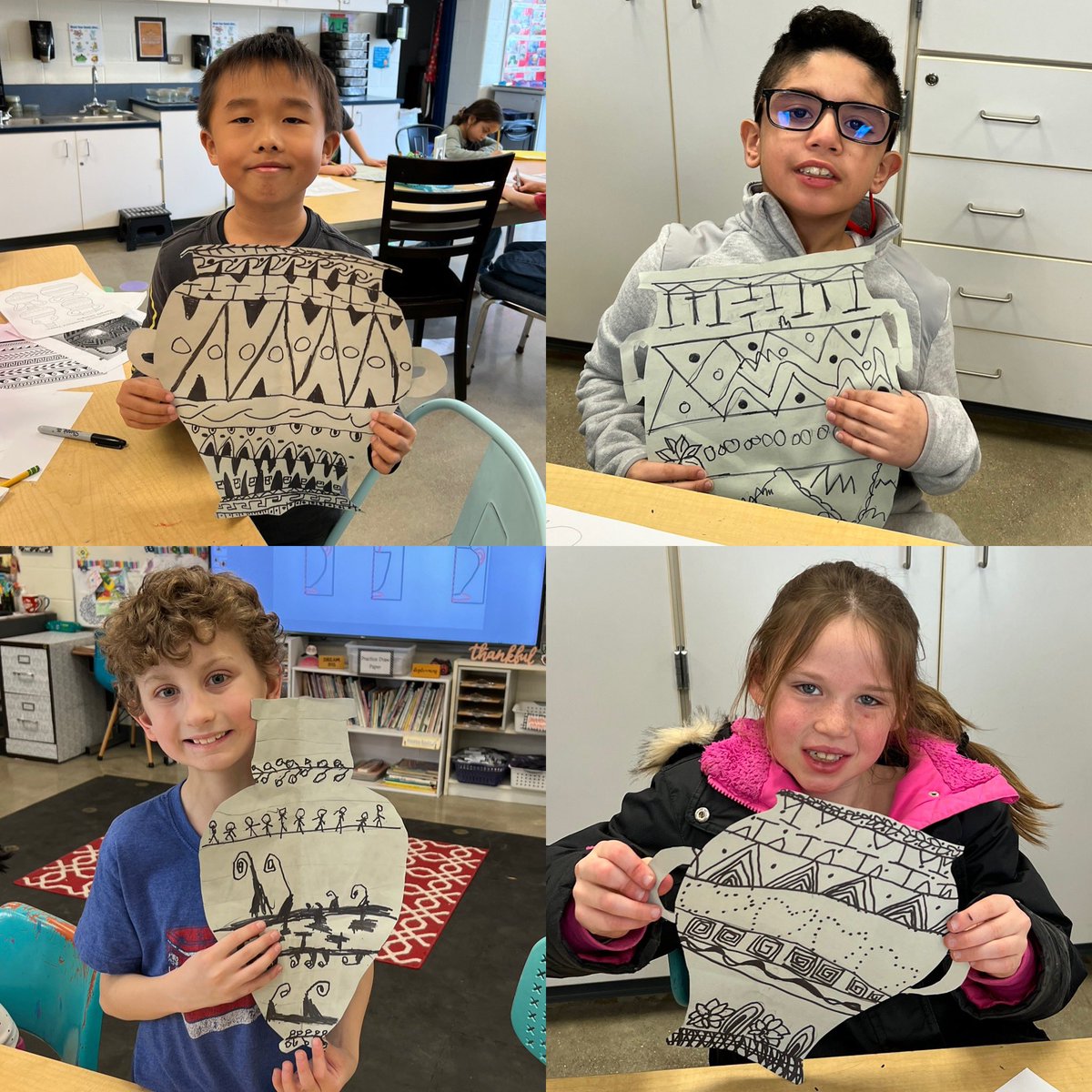 2nd and 3rd <a href="/WassWolves/">Wass Elementary</a> create their own Greek vases #tsdart #wassartists