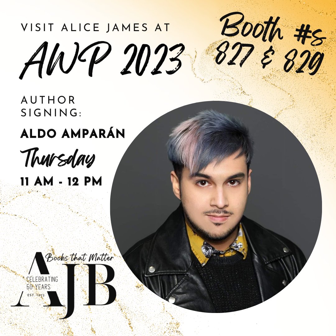 Poets & friends, Aldo Amparán (@skygoneout) will be at AJB Booth #827 signing copies of BROTHER SLEEP from 11AM-12PM 🌙 📚 See you there??

To find out where else you can catch Aldo at #AWP23, visit bit.ly/41TNczs