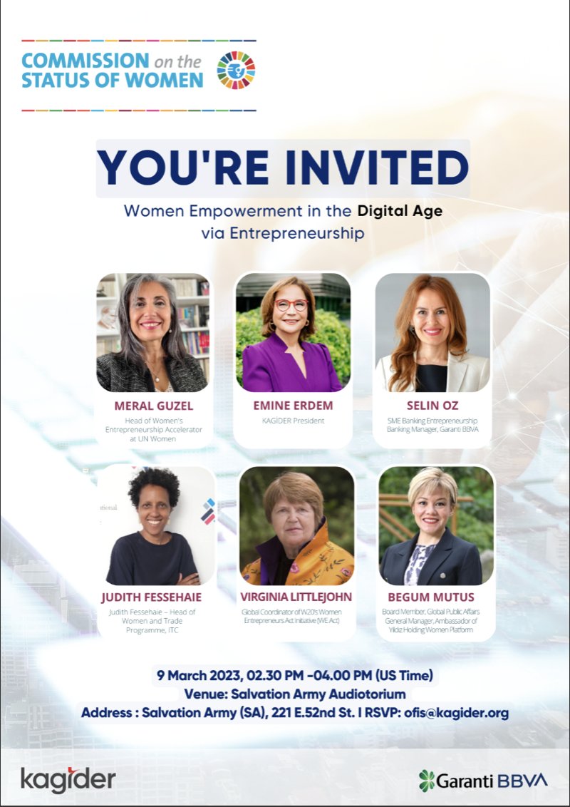 Looking forward to joining @kagider in an hour to hear noteworthy examples of #digital platforms designed to specifically reach women entrepreneurs from thoughtful speakers. Stay tuned for our key takeaways! #IWD2023 #KAGIDER #WomenAtTheTable #EmbraceEquity @selinoz