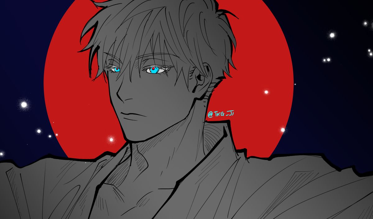 1boy male focus solo blue eyes short hair closed mouth bangs  illustration images