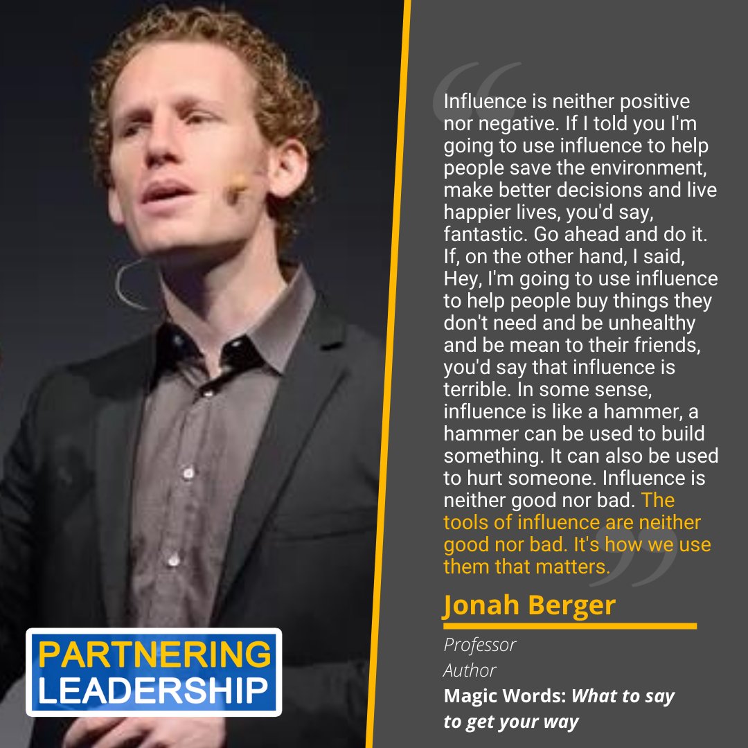 Mahany's tweet photo. How much of a positive difference are you making with your #leadership?

Listen to @PartneringLead #podcast conversation with @j1berger on his book: 

Magic Words &amp; learn the power of words in positive #influence!

https://t.co/z17SLpfIpF https://t.co/FafbYLQ78I