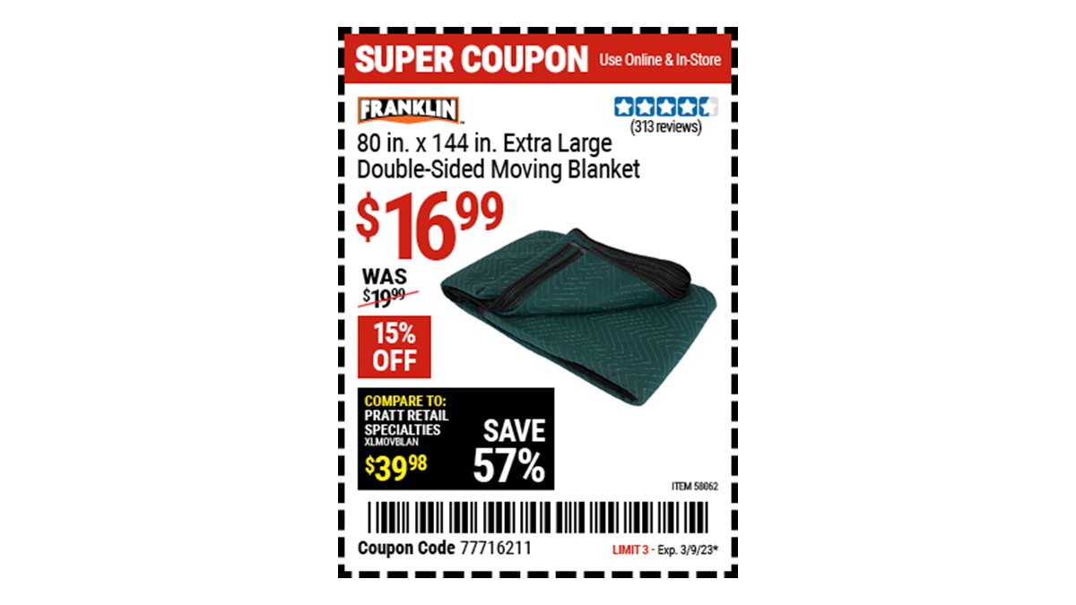 Harbor Freight on Twitter "Buy the FRANKLIN 80 in. x 144 in. Extra