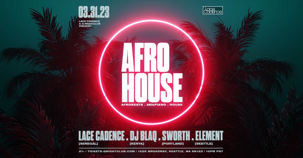🚨JUST ANNOUNCED🚨
Gear up for a good time because AfroHouse is back on March 31st with @lacecadence (Senegal), DJ Blaq (Kenya), @djsworth (Portland), &amp; <a href="/zionsgatesound/">ELEMENT</a> (Seattle)!

🎫 bit.ly/3J5Kn5N
