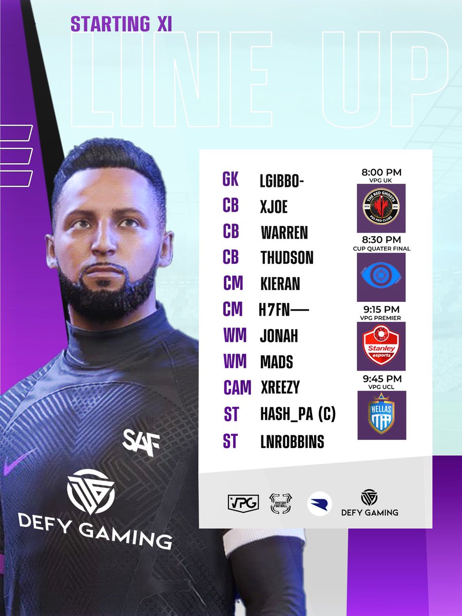 SAF_ProClubs (@saf_proclub) on Twitter photo We start our Champions League Journey today and a Cup Quarter Final also! 4 Games all live on Twitch starting from around 8PM UK.
twitch.tv/saf_hashpa
<a href="/VPGPremier/">VPG Esports Premier</a> <a href="/OfficialVPG/">Virtual Pro Gaming</a> <a href="/SAF_gg/">SAF</a> We start our Champions League Journey today and a Cup Quarter Final also! 4 Games all live on Twitch starting from around 8PM UK.
twitch.tv/saf_hashpa
<a href="/VPGPremier/">VPG Esports Premier</a> <a href="/OfficialVPG/">Virtual Pro Gaming</a> <a href="/SAF_gg/">SAF</a>