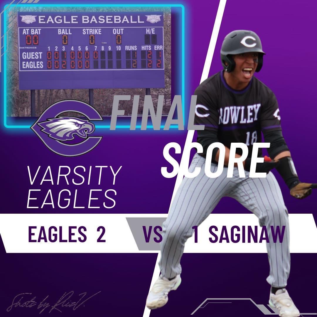 Great way to start the day! Eagles win 2-1 in a great pitching duel thanks to a 2 RBI triple by Nate Boultinghouse. 

Jackson Green: 6IP, 2H, 7K
Nate Boultinghouse: 1-2, 2 RBI, 3B, BB
Oscar Ayala: 1-1, 2 BB