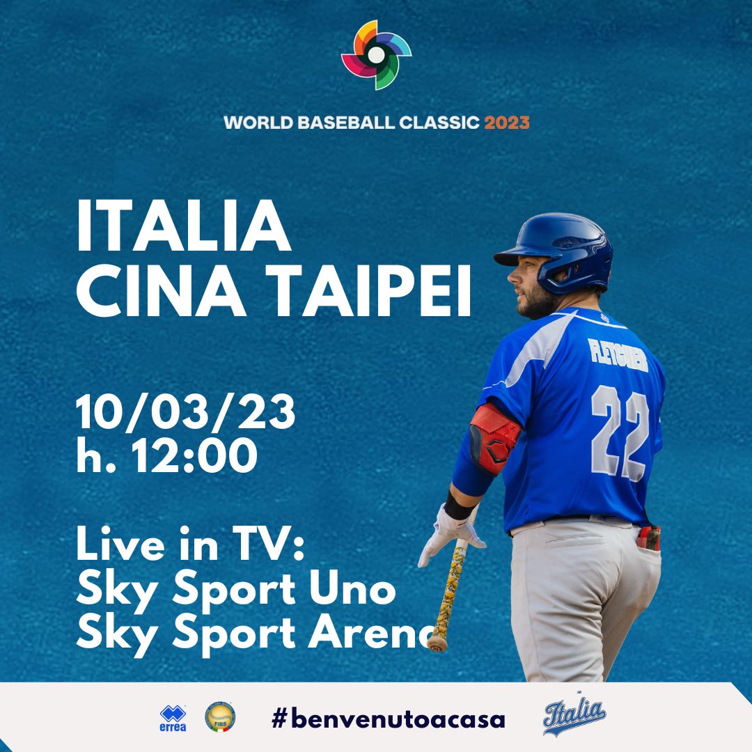 Vietato fermarsi 🚫

Dopo aver sconfitto Cuba, #ItaliaBaseball torna in campo contro Cina Taipei 🇹🇼 <a href="/WBCBaseball/">World Baseball Classic</a>

📌 Venerdì 10/3 alle ore 12 italiane (ore 19 locali)

📺 Sky Sport Uno e Sky Sport Arena

#benvenutoacasa #WorldBaseballClassic <a href="/ErreaOfficial/">Erreà Sport</a> <a href="/SkySport/">skysport</a>