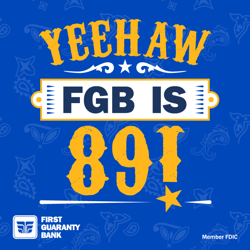 Giddy-up partners and help us celebrate our third year as America's Best Small Bank + our 89th trip around the sun!👐
Read the Official Rules below and enter for a chance to win (now - March 31st)
fgb.net/89-birthday