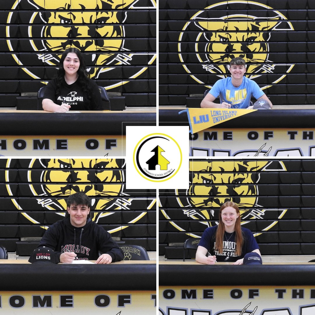 CommackSchools's tweet photo. Congratulations Brianna, Gianluca, Richie and Julie on your official college signings! We are #CommackProud and excited to see where your athletic achievements take you. #Mack #CommackSchools #College #Athletics https://t.co/b1De2ELKb6