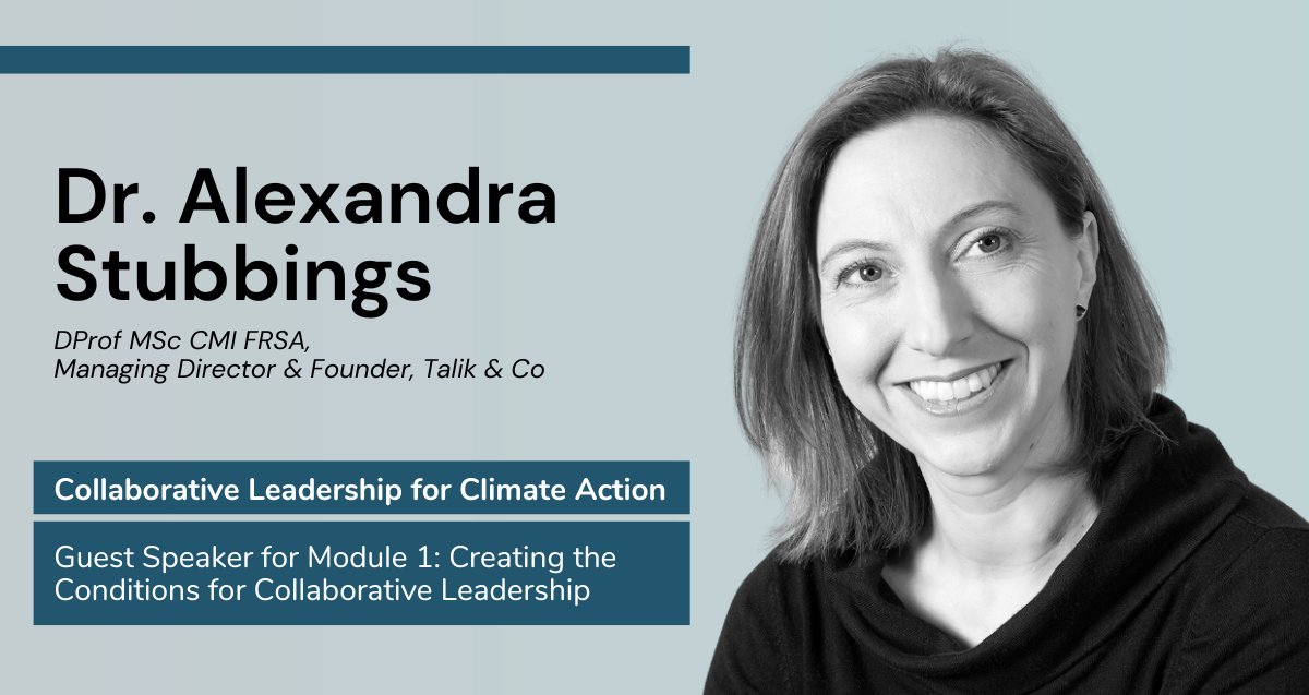 1/ Are you curious to learn about #communityship as a leadership approach for #ClimateAction? 

Meet <a href="/ACStubbings/">Alexandra Stubbings</a>, Managing Director &amp; Founder of Talik &amp; Co, and our guest speaker for Module 1 of our upcoming Collaborative Leadership for Climate Action course.