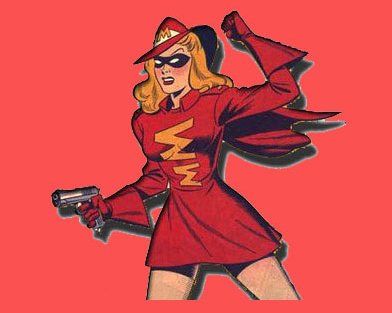 HeroesUnited_4's tweet photo. @questionposting The Fearless #Heroine #MissMasque (aka #Masquerade) Diana Adams - first appeared in #NedorComics' #ExcitingComics #51 (September 1946), fighting crime with her wit and a pair of pistols.... also part of the #ScarletSisters recently on @DynamiteComics https://t.co/e7lYx2p9YN