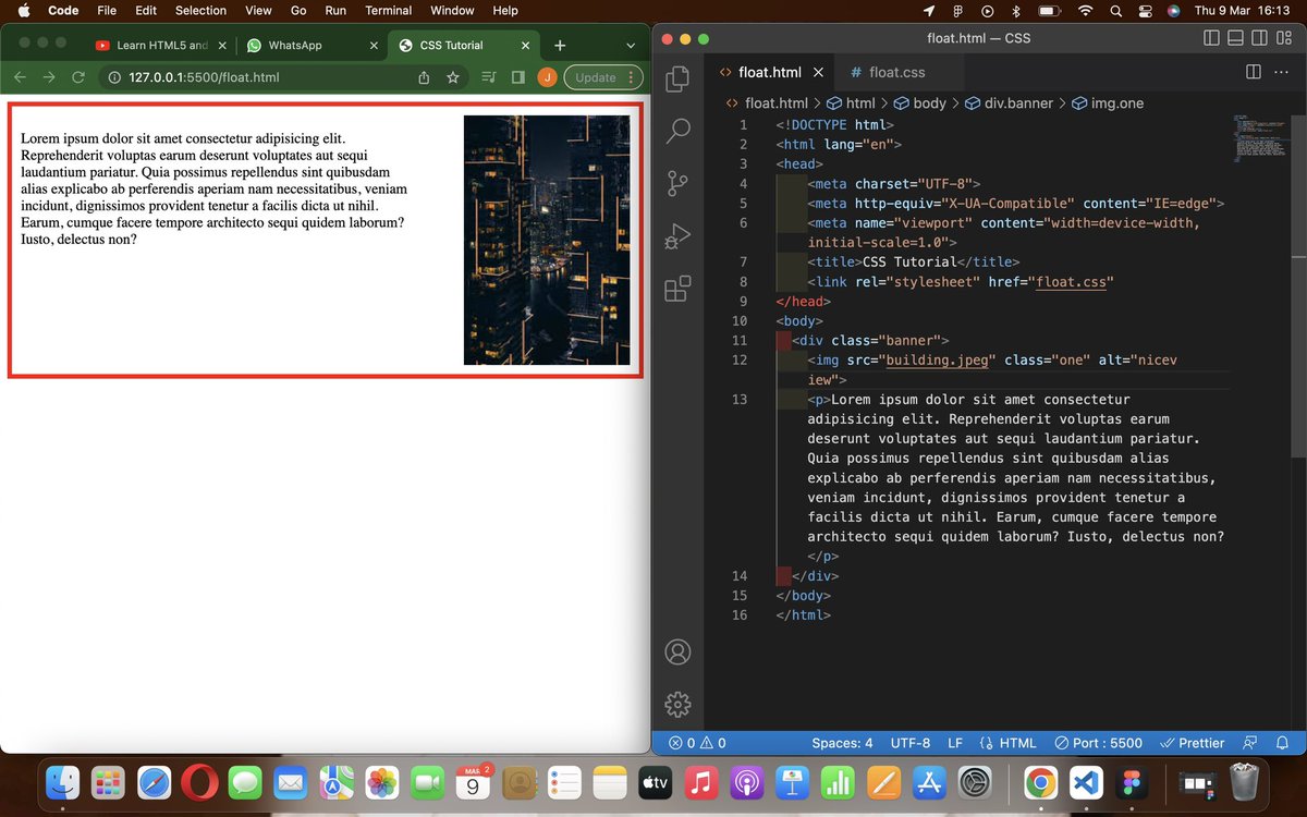 OyindaJr's tweet image. Day 17 of my #100DaysOfCode challenge has been a game-changer! 🚀 I've just unlocked the power of the float element and now I can position my images like a pro! 📷👨💻 Who knew it could be so easy? Excited to keep pushing my coding skills to the limit! 💪