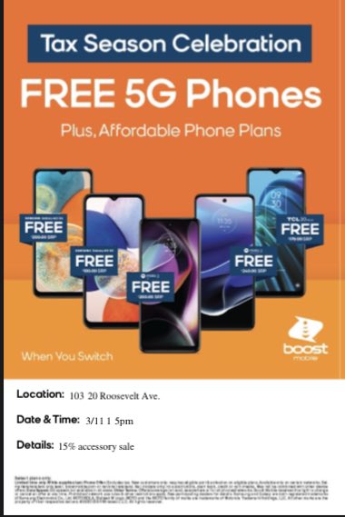 Corona the place to be the love of the people is what it’s all about. Come spend the day with us 103-20 Roosevelt Ave. We are giving back with free phones and a DJ for us all