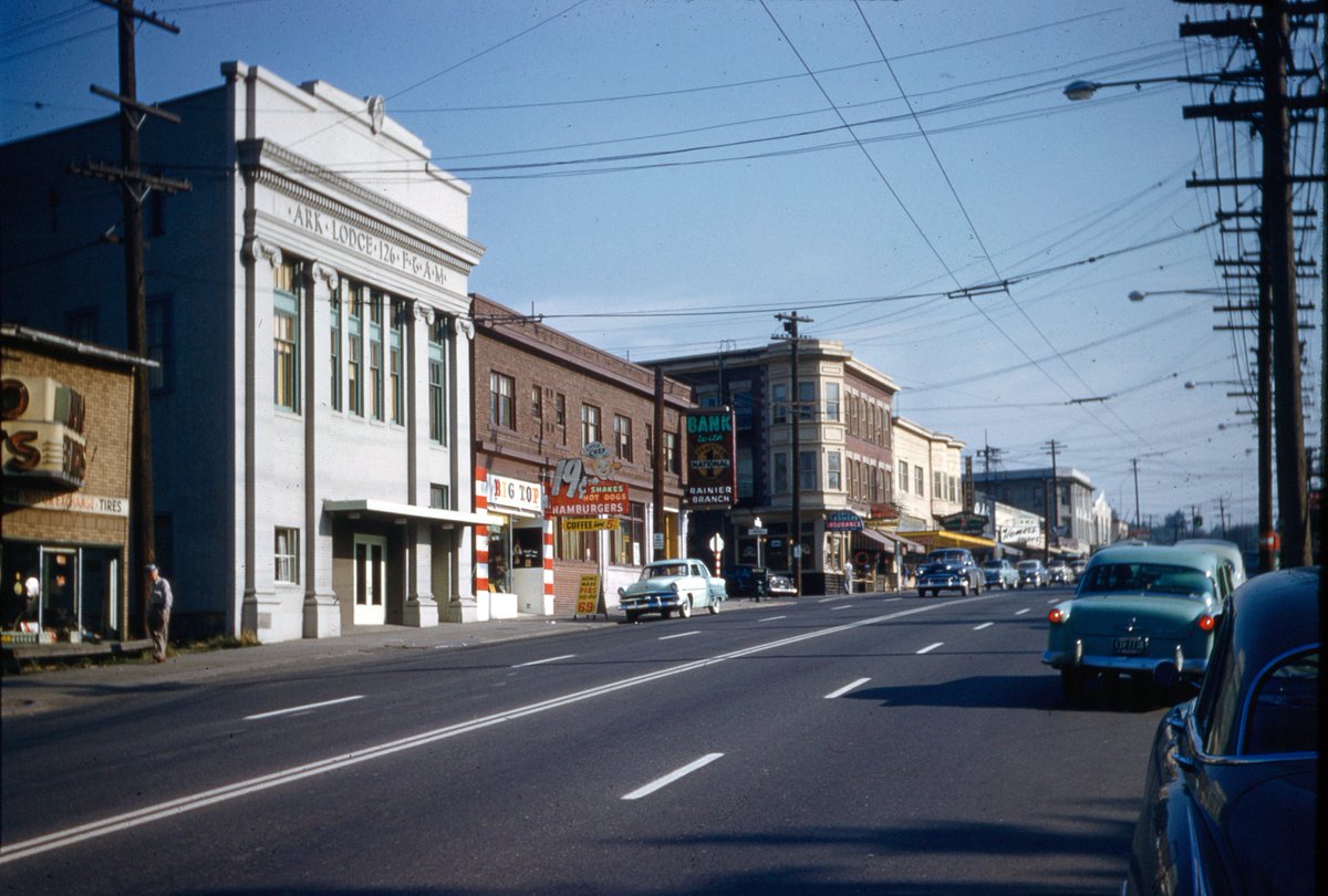 📸 Seattle ,Rainier Avenue near Edmunds Street, circa 1954  #kodak #colorslides #kodachrome #35mm © Seattle Municipal Archives