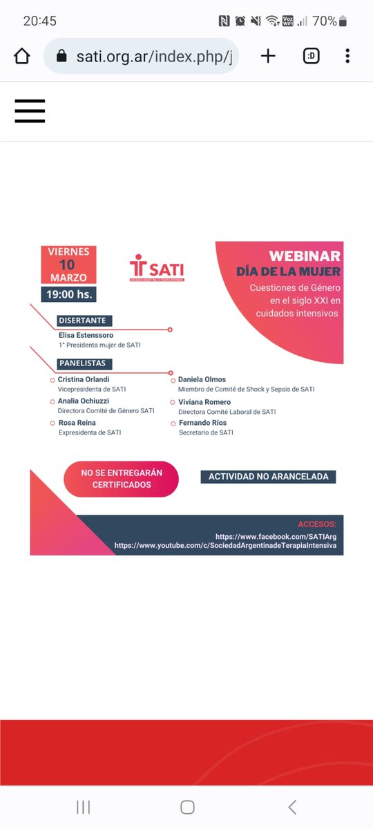 Este viernes lxs esperamos para compartir y seguir incorporando la perspectiva de género y diversidad en el área crítica. Participaran representando a nuestro Comité  Cristina Orlandi, vicepresidenta de <a href="/SATIarg/">SATI</a> y nuestra directora <a href="/AnaliaOcchiuzzi/">Analia Occhiuzzi</a> <a href="/generosati/">Generosati</a> #8M2023