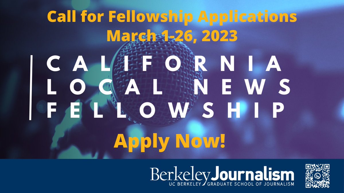 ucbsoj's tweet photo. Make a profound impact on the future of news in California by joining us in our mission to strengthen local reporting, especially in underserved communities. Apply now for the CA Local News Fellowship!

#Journalism #LocalNews https://t.co/Q3Ozrj4PRs