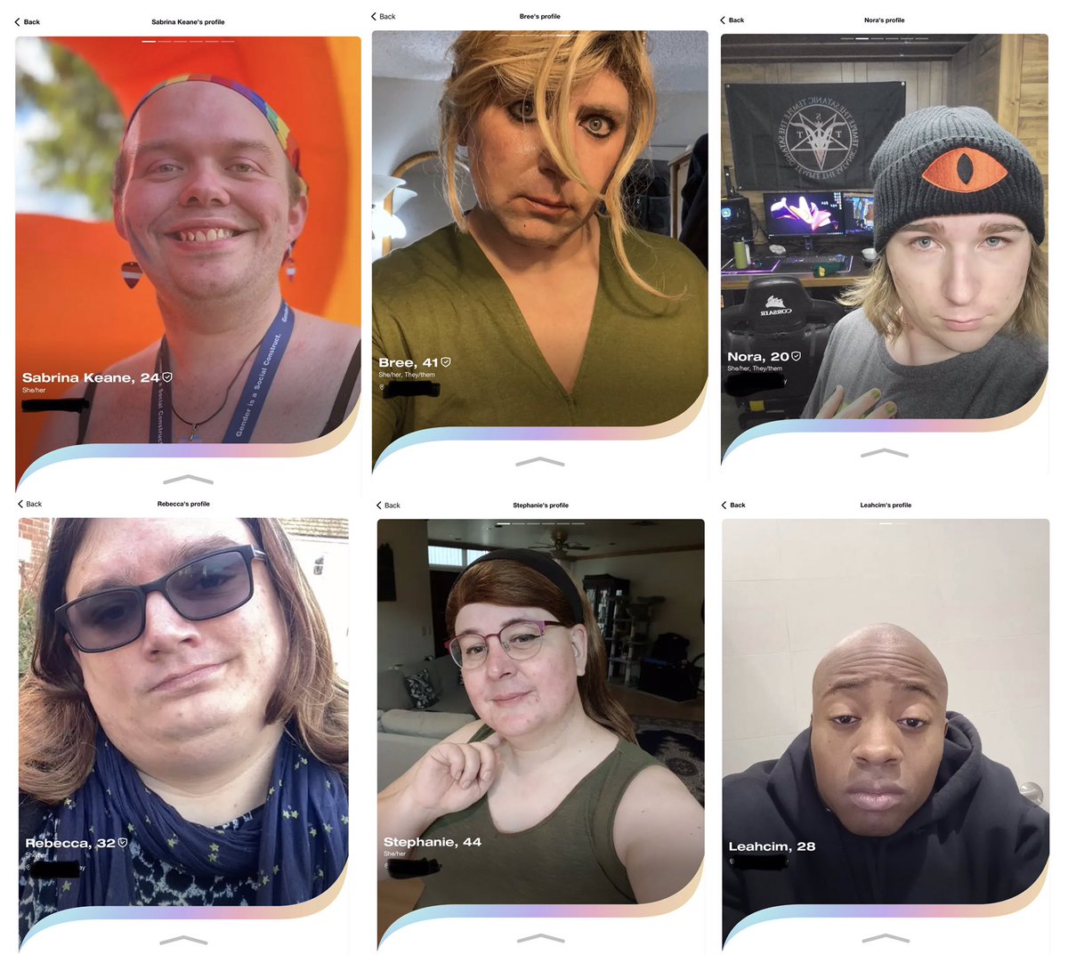 Queenkatinka's tweet photo. How brave of you to block replies to your misogynist and anti-lesbian Tweet!

For your info, these are some of the ‘lesbians’ found on a lesbian dating app. 

Actual women have been banned from these apps for saying they’re only interested in real women. https://t.co/Fqwccb860o