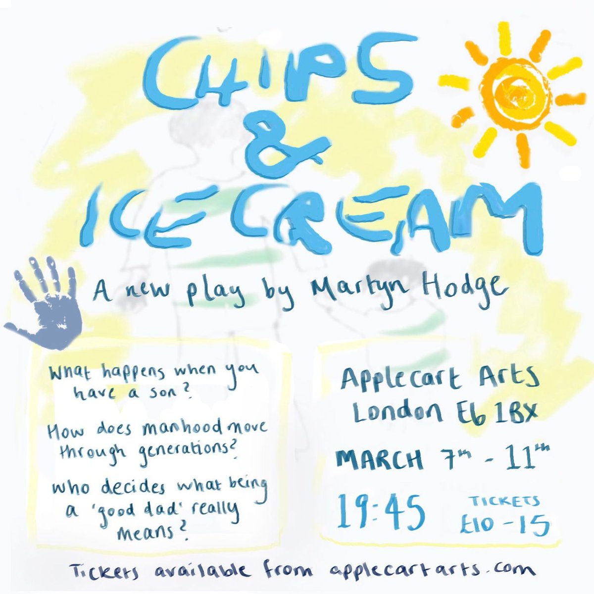 Looking forward to seeing Martyn Hodge's one man show- Chips &amp; Ice Cream, this evening, with <a href="/marcfrankum/">Marc</a> <a href="/ApplecartArts/">Applecart Arts</a>