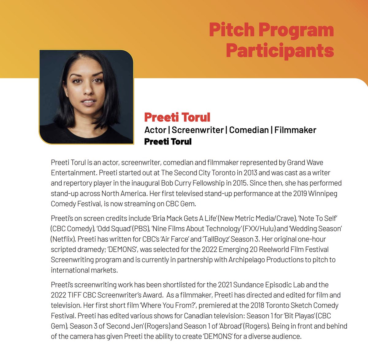 THRILLED to announce that PREETI TORUL and <a href="/HishamKelati/">blackcaptainkirk</a> have both been selected for the Netflix Diversity of Voices program at this year's <a href="/BanffMedia/">Banff Media Festival</a> Conference! Congrats!!
s3.amazonaws.com/brunicoextrane…