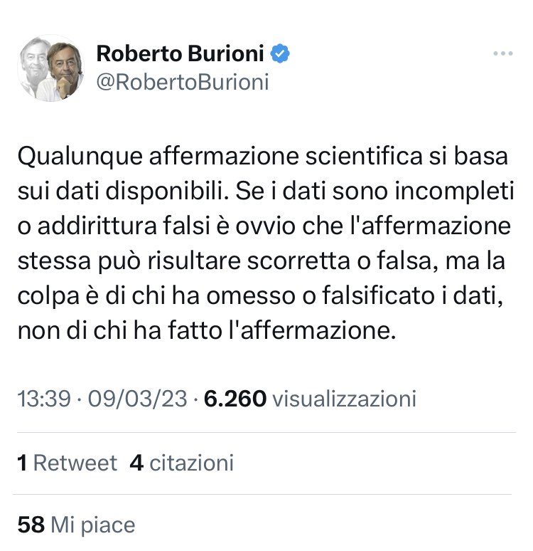 Solo io interpreto questa affermazione come un gigantesco “pariamoci il culo”?

#burioni