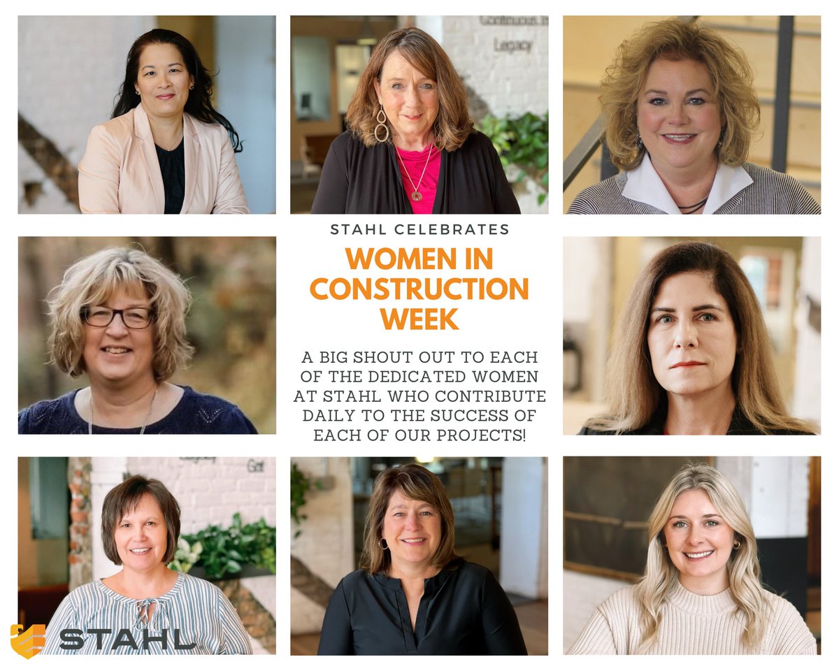 Happy Women in Construction Week! Today and every day we celebrate these amazing women at Stahl Construction! We are proud to have such exceptional and talented women in our organization. #WICWeek #womeninconstruction #stahlteam #internationalwomensday