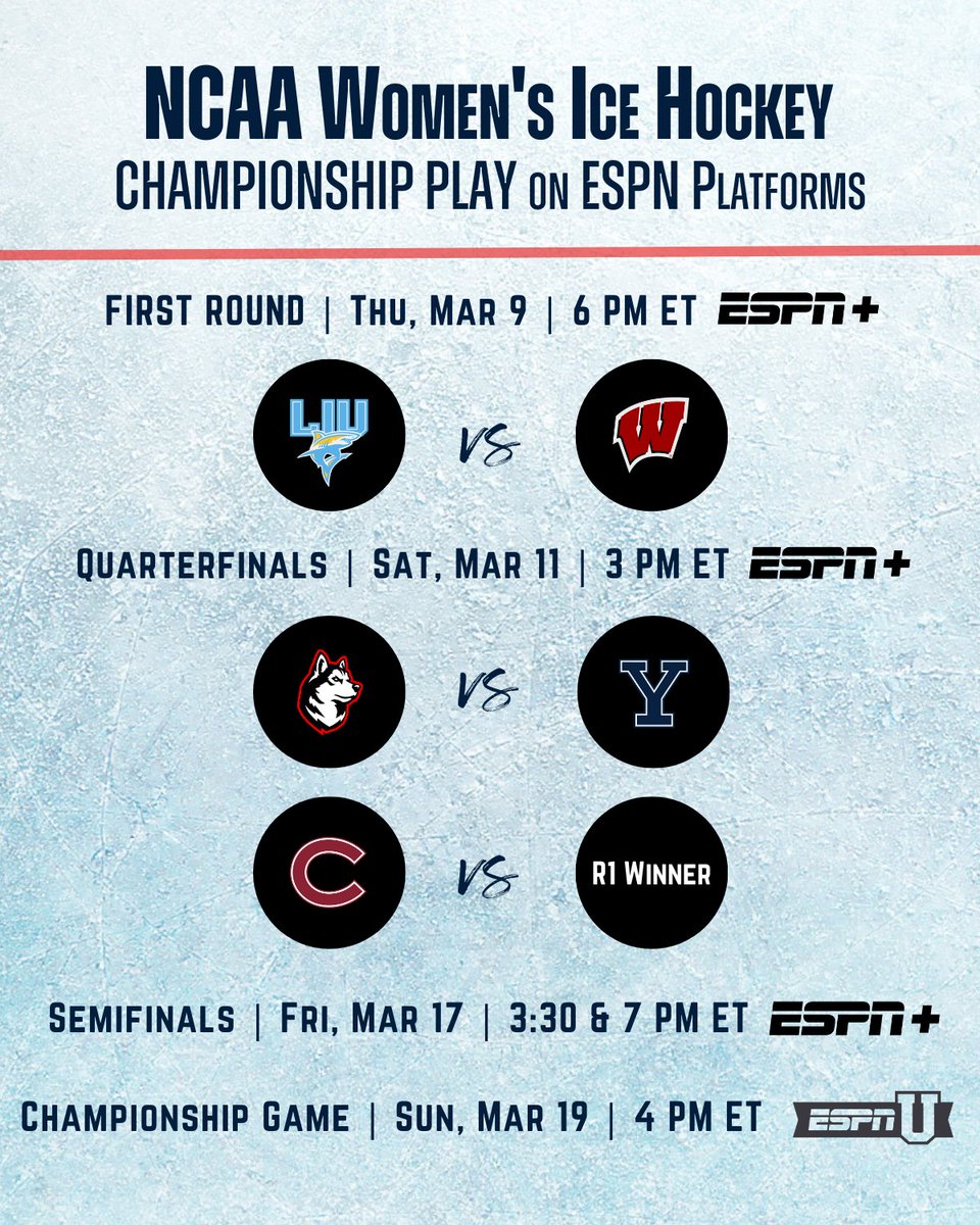 ESPN PR on Twitter "The road to the Frozen Four starts today! Women's NCAAIceHockey post